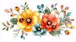 水彩花卉組合 瓢蟲(chóng)點(diǎn)綴