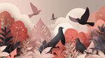 秋日葉間飛鳥的夢(mèng)幻景象