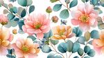 水彩風(fēng)花卉植物無縫圖案