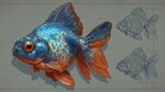 藍色金魚插畫及草圖展示