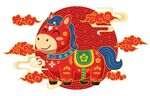 2026卡通馬年國潮插畫
