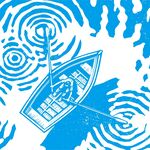 矢量手繪抽象水面劃船風(fēng)景插畫