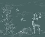 簡(jiǎn)約現(xiàn)代輕奢竹鹿背景墻壁畫(huà)
