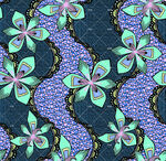 藍(lán)底花卉波浪紋圖案