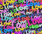 多彩愛心文字圖案背景