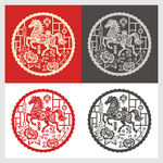 馬年門貼窗花剪紙靜電貼