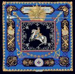 藍(lán)色精美騎士圖案絲巾