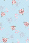 淺藍色底粉色玫瑰圖案