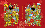 傳統(tǒng)中式門神喜慶裝飾畫