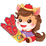 春節(jié)小馬駒財(cái)運(yùn)幸運(yùn)簽上上簽插畫