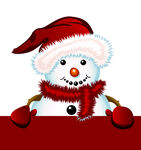 戴帽雪人露出可愛笑臉