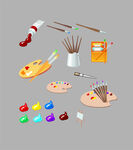 畫筆顏料調(diào)色盤