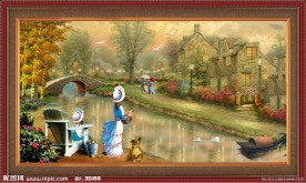 油畫(huà)風(fēng)景 漂亮的田園油畫(huà)