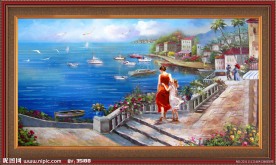 油畫風(fēng)景 地中海油畫
