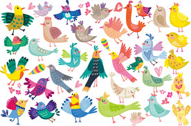 各种小鸟矢量墙贴设计素材