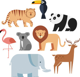 扁平卡通动物矢量设计素材