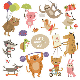 可爱动物矢量设计素材
