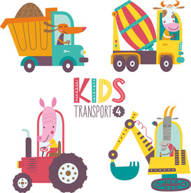 挖土机卡通设计素材