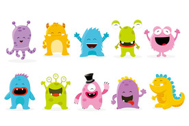 可爱怪物卡通动物设计素材