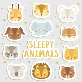 动物眯眼头像卡通设计素材