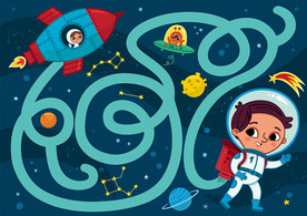 太空旅行可爱迷宫设计素材