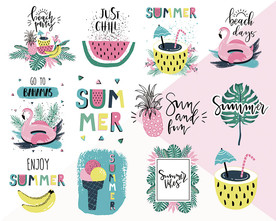 手绘时尚夏季图标设计素材