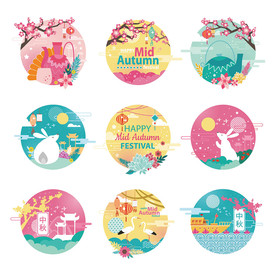 中秋节卡通矢量设计素材