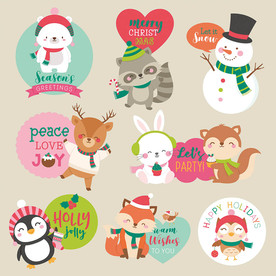 可爱卡通动物英文矢量设计素材