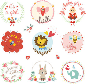 婴儿矢量卡通标志设计素材