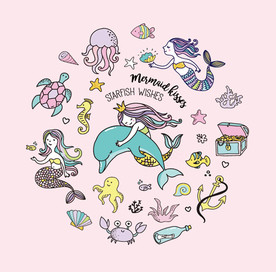 海豚美人鱼矢量设计素材