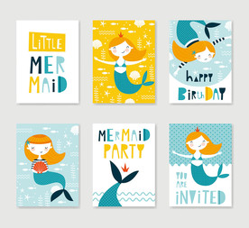 美人鱼卡通无框装饰画