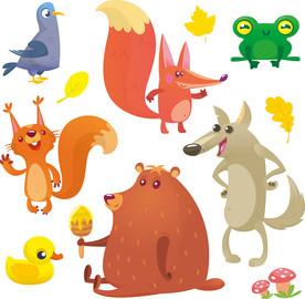 可爱动物矢量墙贴设计素材