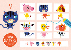 幼儿益智游戏动物连线设计素材