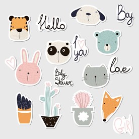 可爱卡通动物贴纸