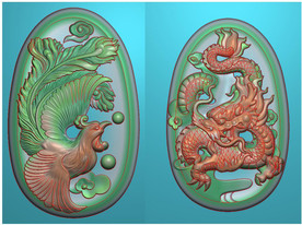 龙凤对牌玉雕龙牌挂件精雕图浮雕