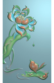 玉雕莲花挂件荷花鸟牌子精雕图