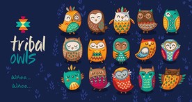 可爱小鸟猫头鹰矢量素材