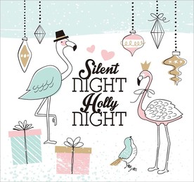 手绘火烈鸟可爱简约矢量背景墙