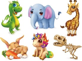 卡通动物形象矢量素材