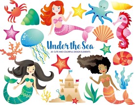 美人鱼海底世界城堡卡通素材