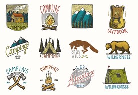 复古手绘户外野生动物矢量素材