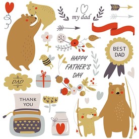 父亲节卡通小熊矢量素材