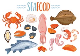 海鲜海产品矢量插画素材