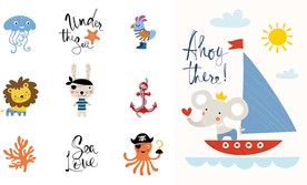 可爱航海卡通矢量插画素材