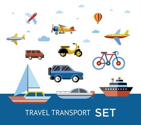 简约卡通矢量交通工具素材