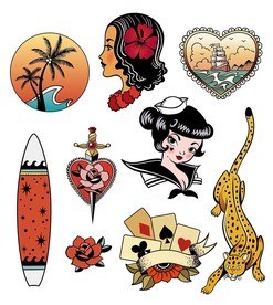 赌场女郎矢量DIY素材