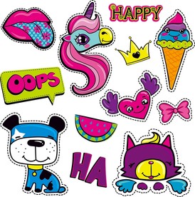 独角兽时尚卡通贴图素材