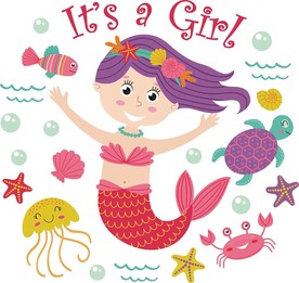 美人鱼矢量卡通素材