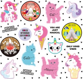 可爱猫咪独角兽DIY卡通素材