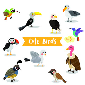 鸟类卡通插画素材